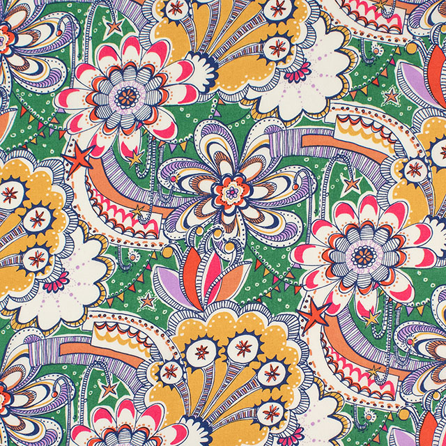 生地 LIBERTY FABRICS リバティ・ファブリックス タナローン 2026AW DESIGN. NATURE. ART. Firework Garden ファイアワーク・ガーデン(26-363J62021) 26BU.グリーン 09Ac04j