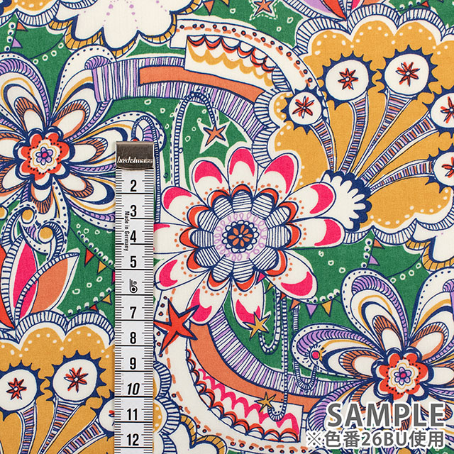 生地 LIBERTY FABRICS リバティ・ファブリックス タナローン 2026AW DESIGN. NATURE. ART. Firework Garden ファイアワーク・ガーデン(26-363J62021) 26BU.グリーン 09Ac04j