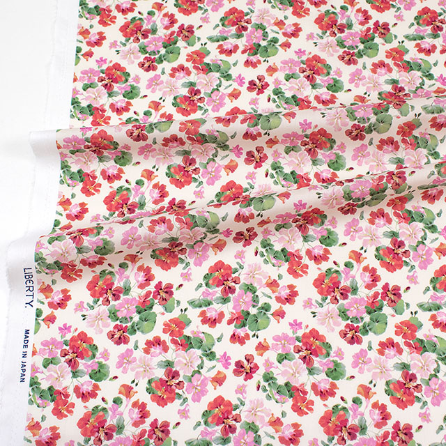 生地 LIBERTY FABRICS リバティ・ファブリックス タナローン 2026AW DESIGN. NATURE. ART. Dancing Nasturium ダンシング・ナスターチウム(DC35737) J26C.オフ/レッド 09Ac04j
