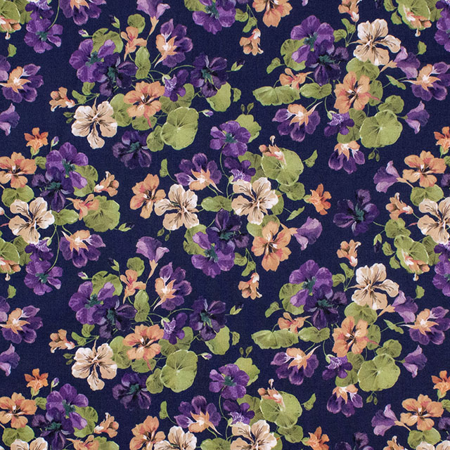 生地 LIBERTY FABRICS リバティ・ファブリックス タナローン 2026AW DESIGN. NATURE. ART. Dancing Nasturium ダンシング・ナスターチウム(DC35737) J26D.ネイビー 09Ac04j