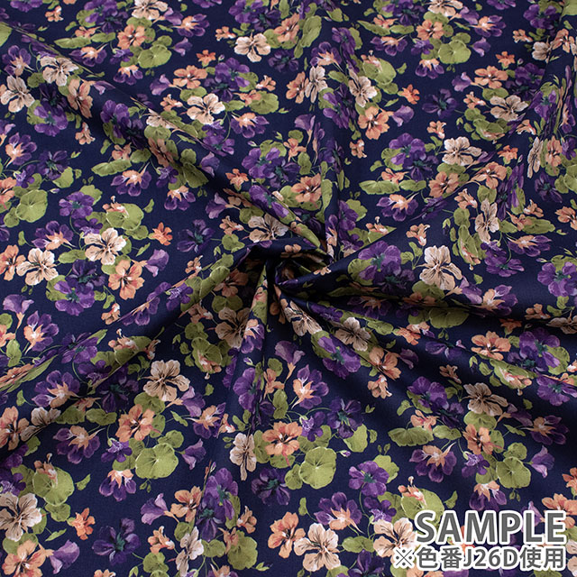 生地 LIBERTY FABRICS リバティ・ファブリックス タナローン 2026AW DESIGN. NATURE. ART. Dancing Nasturium ダンシング・ナスターチウム(DC35737) J26D.ネイビー 09Ac04j