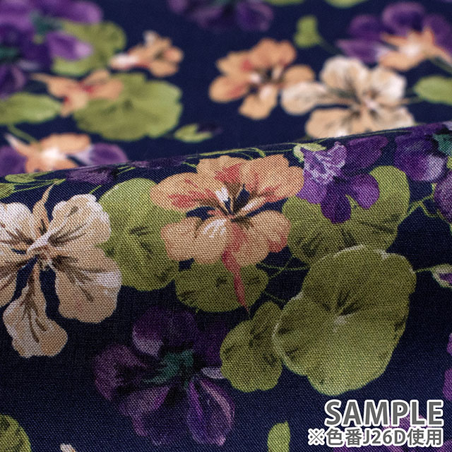 生地 LIBERTY FABRICS リバティ・ファブリックス タナローン 2026AW DESIGN. NATURE. ART. Dancing Nasturium ダンシング・ナスターチウム(DC35737) J26D.ネイビー 09Ac04j
