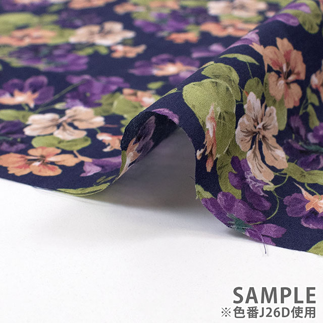 生地 LIBERTY FABRICS リバティ・ファブリックス タナローン 2026AW DESIGN. NATURE. ART. Dancing Nasturium ダンシング・ナスターチウム(DC35737) J26D.ネイビー 09Ac04j