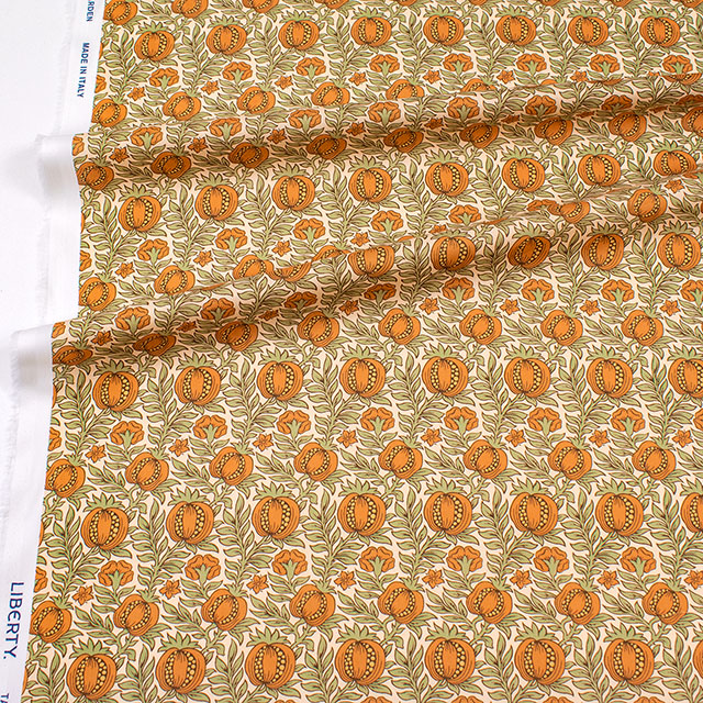 生地 LIBERTY FABRICS リバティ・ファブリックス 2026AW Archive Garden Pomegranate Leaf ポメグラネート・リーフ(26-363J7522) 26BU.オレンジ 09Ac04j