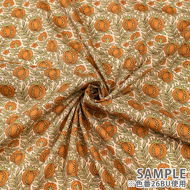 生地 LIBERTY FABRICS リバティ・ファブリックス 2026AW Archive Garden Pomegranate Leaf ポメグラネート・リーフ(26-363J7522) 26BU.オレンジ 09Ac04j