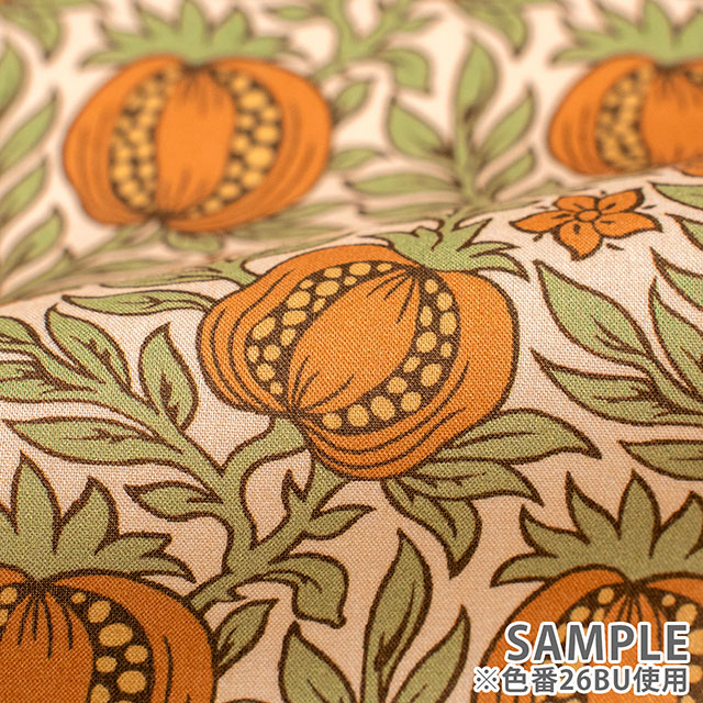 生地 LIBERTY FABRICS リバティ・ファブリックス 2026AW Archive Garden Pomegranate Leaf ポメグラネート・リーフ(26-363J7522) 26BU.オレンジ 09Ac04j