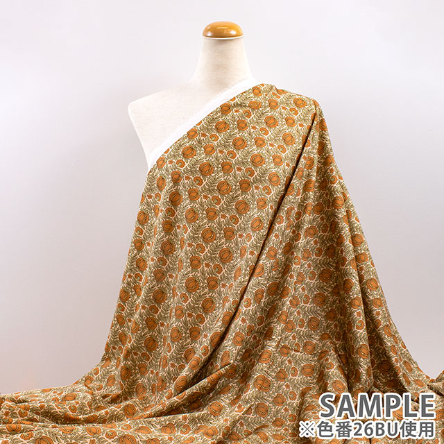 生地 LIBERTY FABRICS リバティ・ファブリックス 2026AW Archive Garden Pomegranate Leaf ポメグラネート・リーフ(26-363J7522) 26BU.オレンジ 09Ac04j