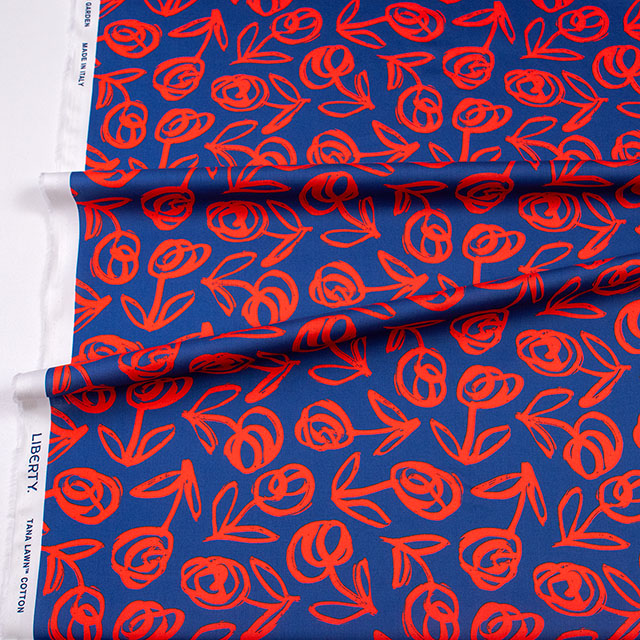 生地 LIBERTY FABRICS リバティ・ファブリックス 2026AW Archive Garden Paintbrush Blossom ペイントブラッシュ・ブロッサム(26-363J7523) 26DU.ネイビー 09Ac04j