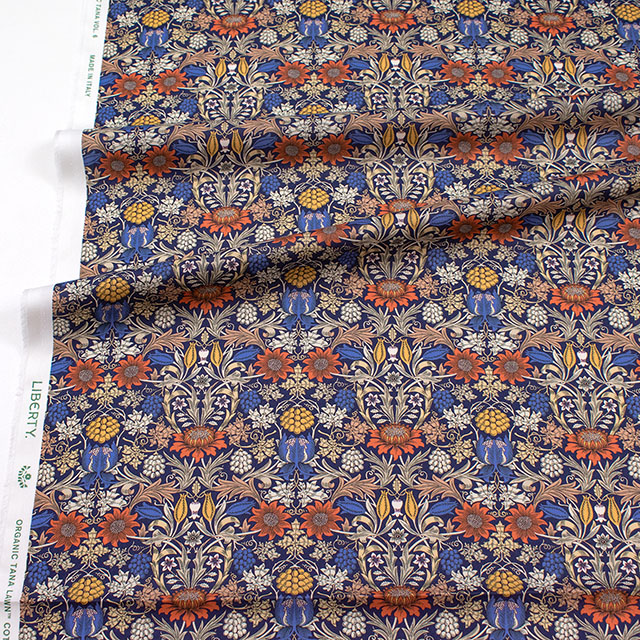 生地 LIBERTY FABRICS リバティ・ファブリックス オーガニックタナローン 2026AW Standen Palace スタンデン・パレス(26-157J76906) 26AU.ネイビー/マルチ 09Ac04j