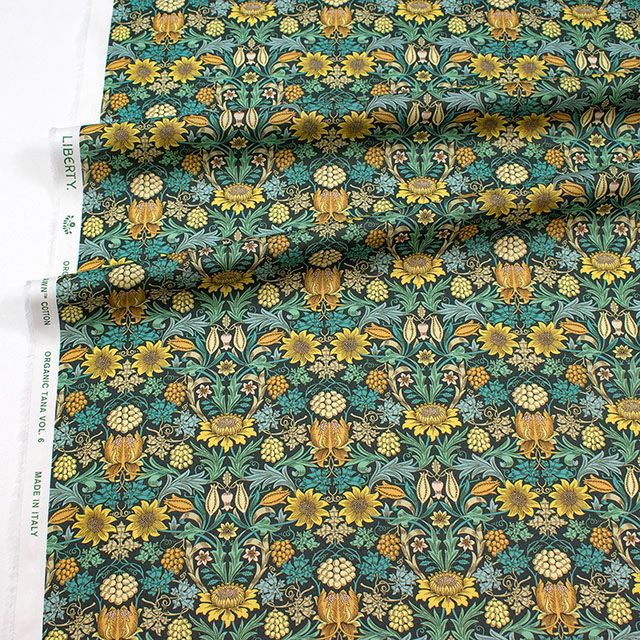 生地 LIBERTY FABRICS リバティ・ファブリックス オーガニックタナローン 2026AW Standen Palace スタンデン・パレス(26-157J76906) 26BU.チャコール/イエロー 09Ac04j