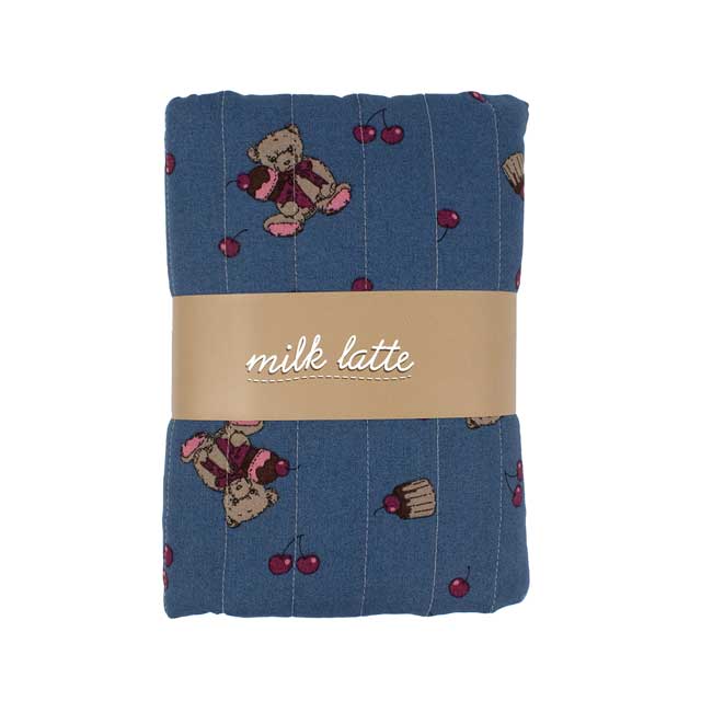 生地 milk latte-ミルクラテ- ベア＆チェリー/キルティング 幅105cm×長さ50cm 1枚入り（CQMLJS） 13B.ネイビー 09Ad07_