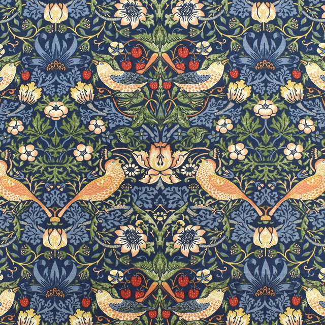 生地 moda-モダ- BEST OF MORRIS STRAWBERRY THIEF いちご泥棒/シーチング(8176) 44.ブルー 09Ac04_