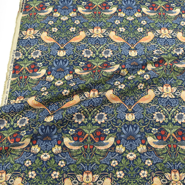 生地 moda-モダ- BEST OF MORRIS STRAWBERRY THIEF いちご泥棒/シーチング(8176) 44.ブルー 09Ac04_