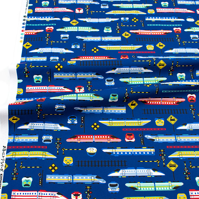 生地 お気に入りシリーズ カラフルシンカンセン/オックス(MOWF-164) NV.ネイビー 09Ae99_