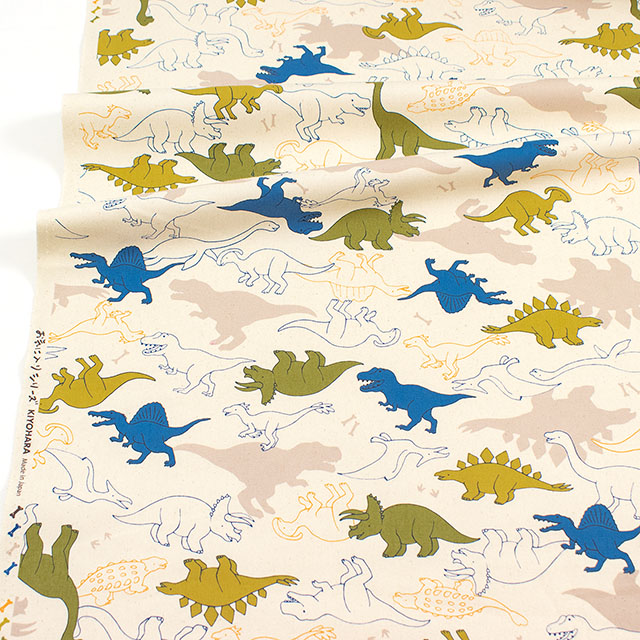 生地 お気に入りシリーズ シルエットダイナソー/オックス(MOWF-166) KN.生成 09Ae99_