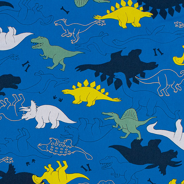 生地 お気に入りシリーズ シルエットダイナソー/オックス(MOWF-166) BL.ブルー 09Ae99_