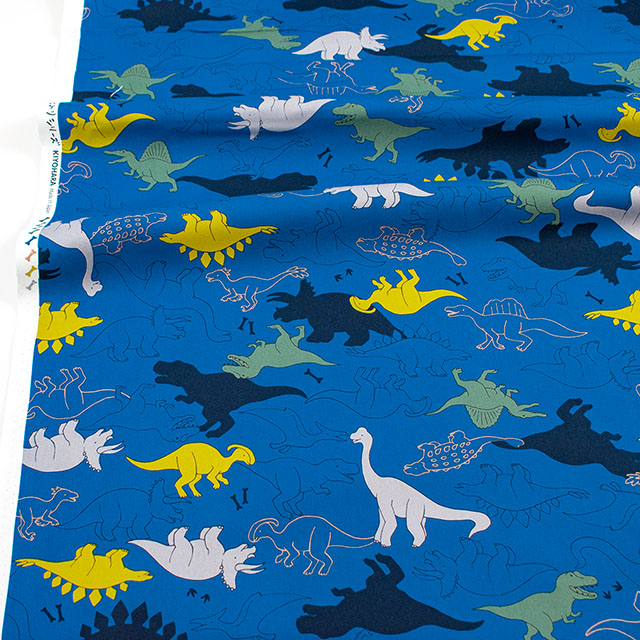生地 お気に入りシリーズ シルエットダイナソー/オックス(MOWF-166) BL.ブルー 09Ae99_