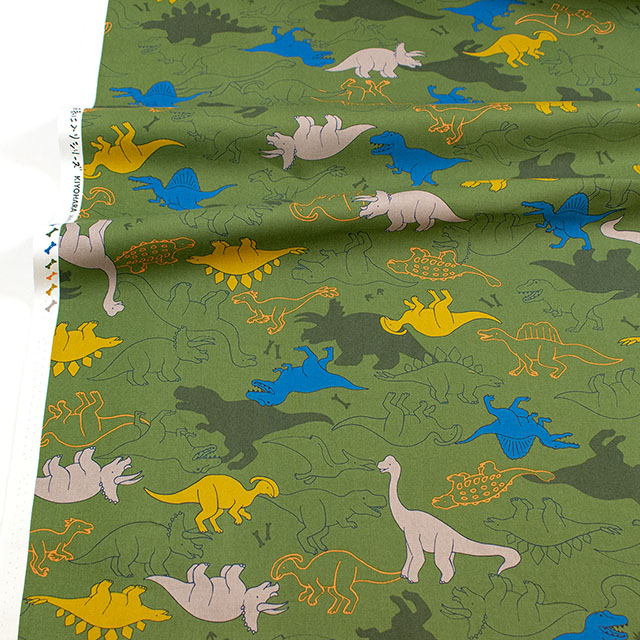 生地 お気に入りシリーズ シルエットダイナソー/オックス(MOWF-166) G.グリーン 09Ae99_