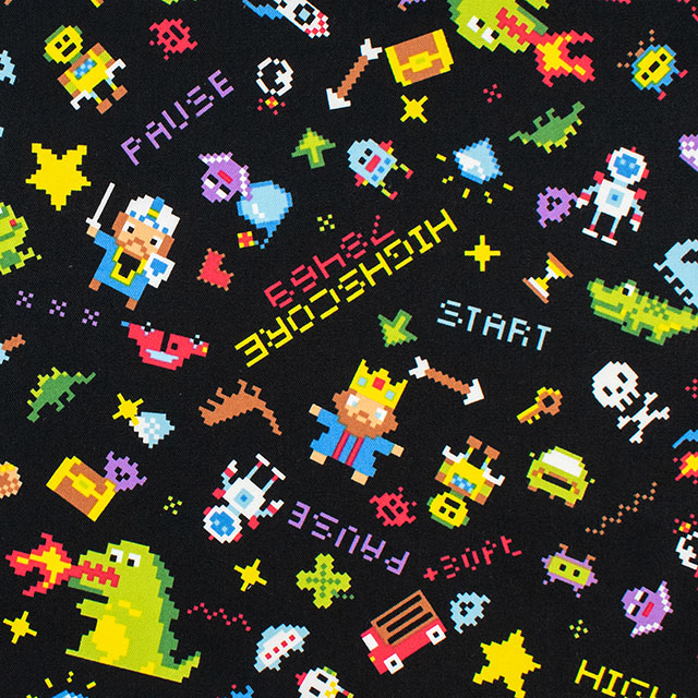 生地 お気に入りシリーズ ピクセルアーケードゲーム/オックス(MOWF-167) BK.ブラック 09Ae99_