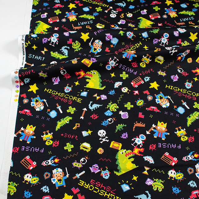 生地 お気に入りシリーズ ピクセルアーケードゲーム/オックス(MOWF-167) BK.ブラック 09Ae99_