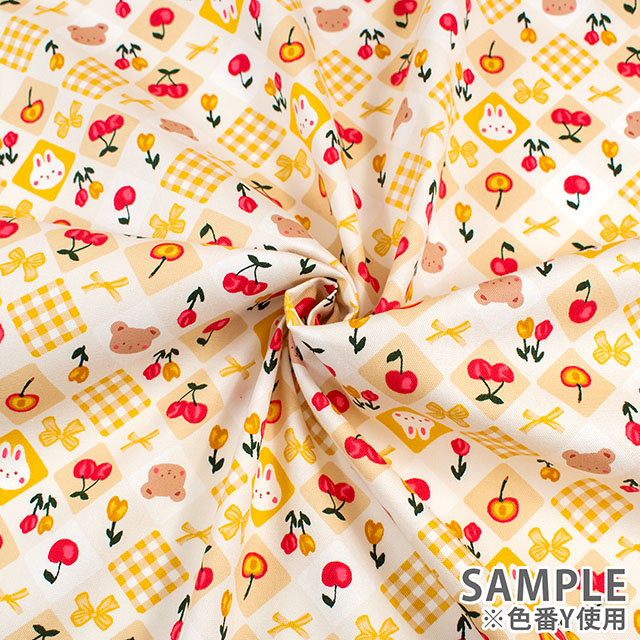 生地 お気に入りシリーズ アニマルリボン/オックス(MOWF-170) Y.イエロー 09Ae99_