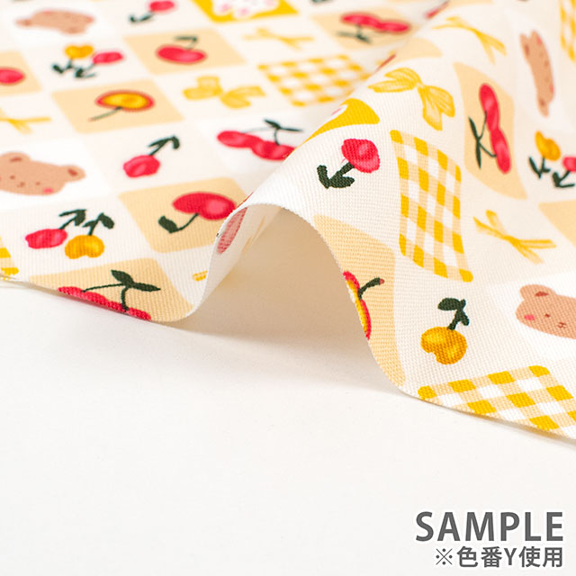 生地 お気に入りシリーズ アニマルリボン/オックス(MOWF-170) Y.イエロー 09Ae99_