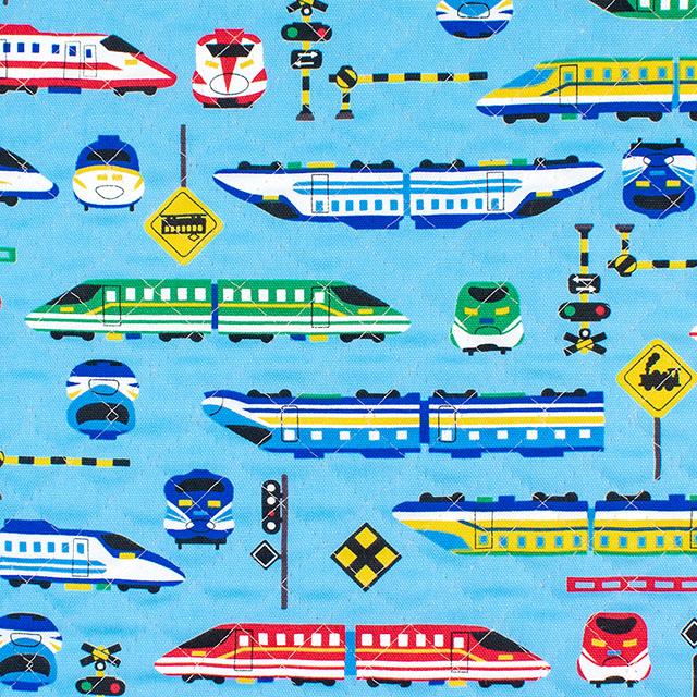 生地 お気に入りシリーズ カラフルシンカンセン/キルティング(MOWF-164Q) BL.ブルー 09Ae99_