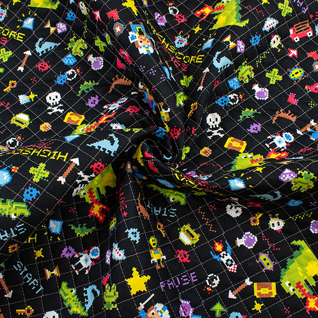 生地 お気に入りシリーズ ピクセルアートゲーム/キルティング(MOWF-167Q) BK.ブラック 09Ae99_