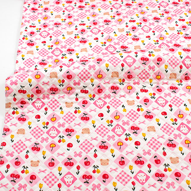 生地 お気に入りシリーズ アニマルリボン/キルティング(MOWF-170Q) P.ピンク 09Ae99_