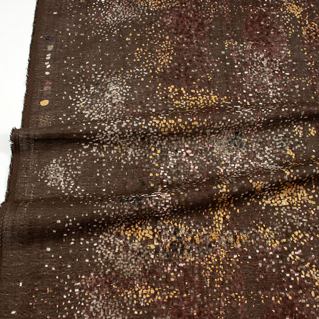 生地 naniIRO-ナニイロ Water fall/わたダブルガーゼ(EGX-11430) 1E.命の大地 ブラウン×ゴールド 09Ac04_