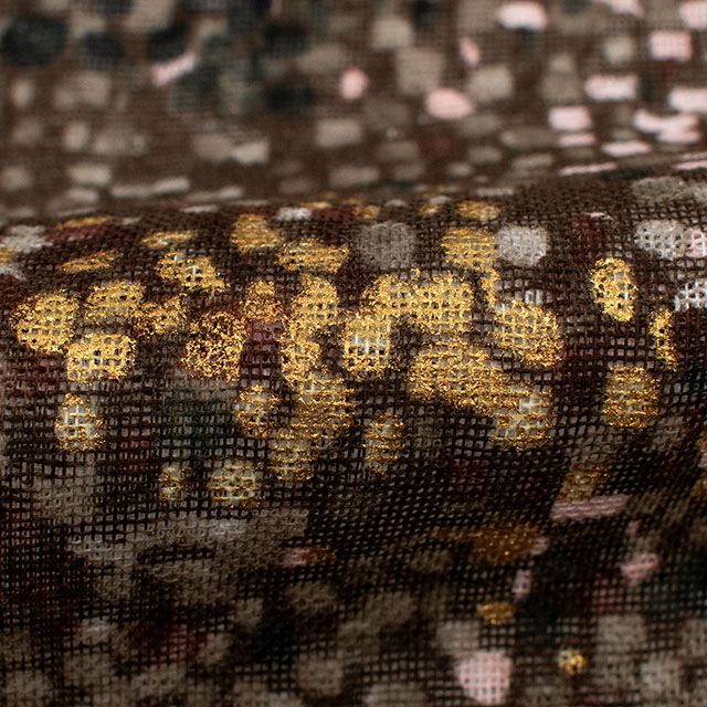 生地 naniIRO-ナニイロ Water fall/わたダブルガーゼ(EGX-11430) 1E.命の大地 ブラウン×ゴールド 09Ac04_