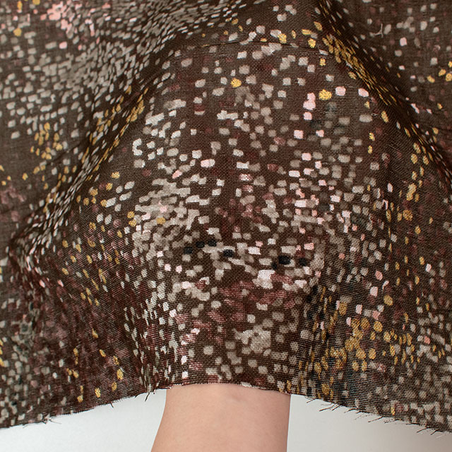 生地 naniIRO-ナニイロ Water fall/わたダブルガーゼ(EGX-11430) 1E.命の大地 ブラウン×ゴールド 09Ac04_