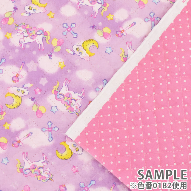 生地 いろコレ ユニコーンプラネット/キルティング リバーシブル 約108cm×50cm 1枚入り（QICFBC） 01B2.パープル (H)_ki_  オカダヤ(okadaya) 布・生地、毛糸、手芸用品の専門店