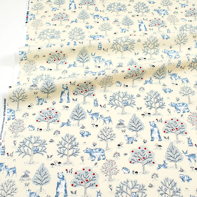 生地 キッズランド 森の動物たち/ポプリン(SP2600H) 3A.クリーム 09Ae99_