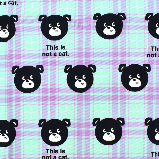 生地 This is not a cat. マロン プリントブロード MARRON TARTAN（NC-A1-0403） 3.グリーンパープル (H)_k4_