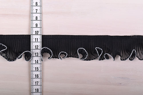 プリーツフリルレース（AS7700） 約3.8cm幅 20.白×ゴールド糸 (H)_4b_