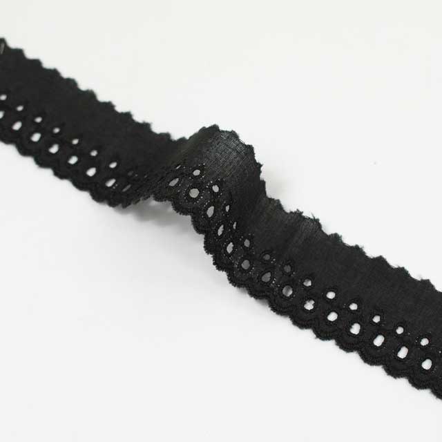 綿レース 平レース 約26mm幅×1mカット(OKLC-010BP) 黒 15Yy88_
