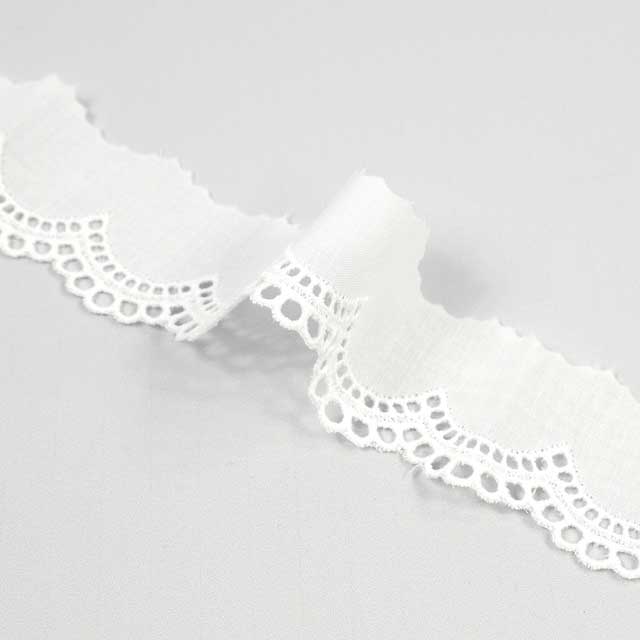綿レース 平レース 約35mm幅×1mカット（OKLC-026P） オフ オカダヤ