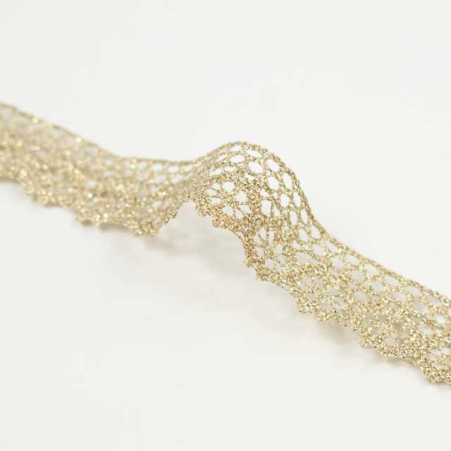 トーションレース ラメ 約21mm幅×1mカット(OKLCL-009P) G.ゴールド 15Yy88_