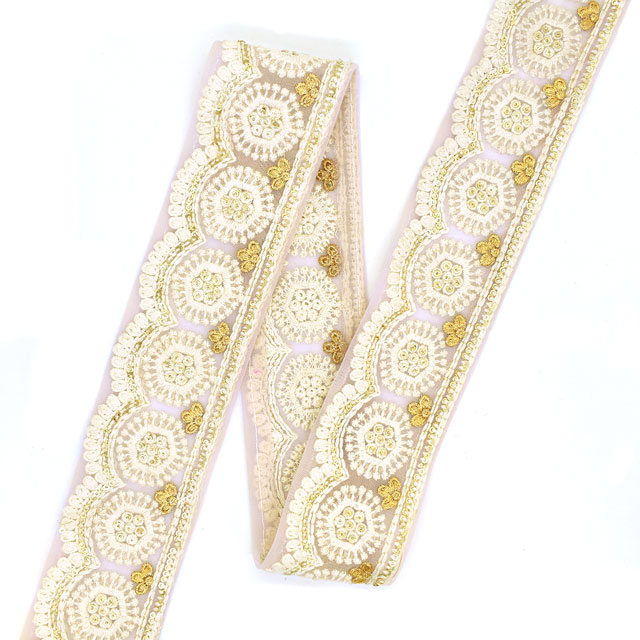 インド製刺繍リボン ヘキサゴンレース （19） 1m入り 10.ライトピンク (H)_4b_