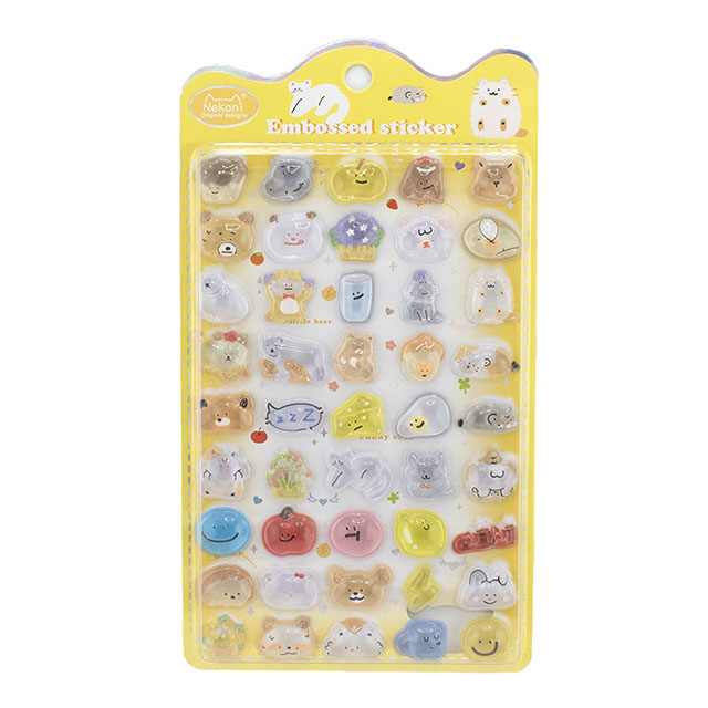 シール Nekoni エンボスステッカー（axl-25-50755） 51424.どうぶつたち 14Yy88_