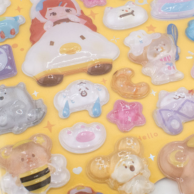 シール Kirakoko エンボスステッカー(axl-25-50755) 16133.女の子と動物:イエロー 14Yy88_