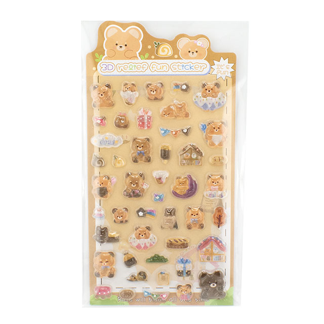 シール 3D Relief Fun ステッカー（axl-25-50768） 90-3.森のくまさん 14Yy88_