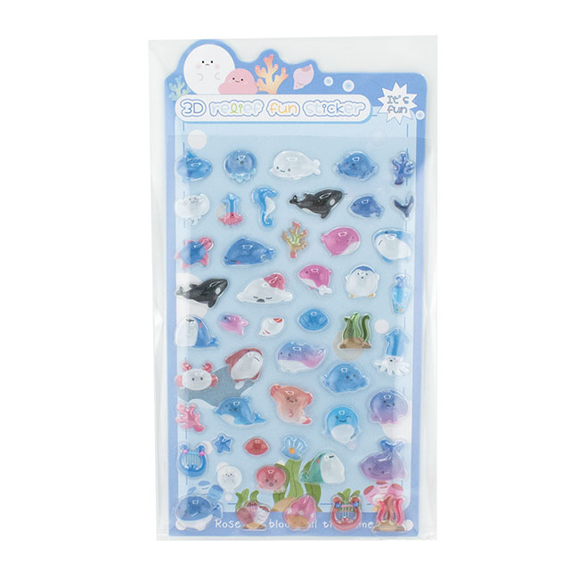 シール 3D Relief Fun ステッカー（axl-25-50768） 90-4.海のいきもの 14Yy88_