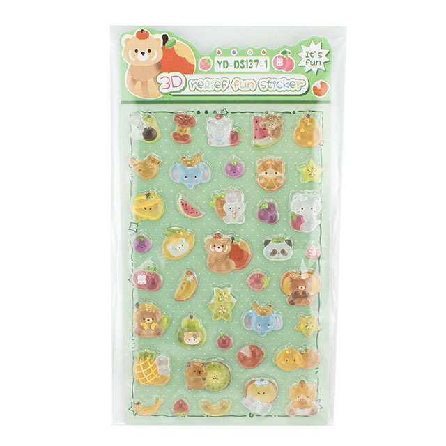 シール 3D Relief Fun ステッカー（axl-25-50768） 137-1.フルーツアニマル 14Yy88_