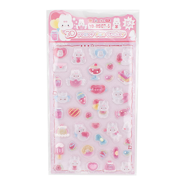シール 3D Relief Fun ステッカー（axl-25-50768） 137-5.ラブうさぎ 14Yy88_