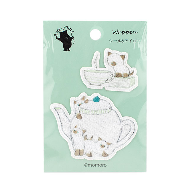 ワッペン Bitte Mitte-ビッテミッテ-(BMW-05) 猫と紅茶 08Bf99_