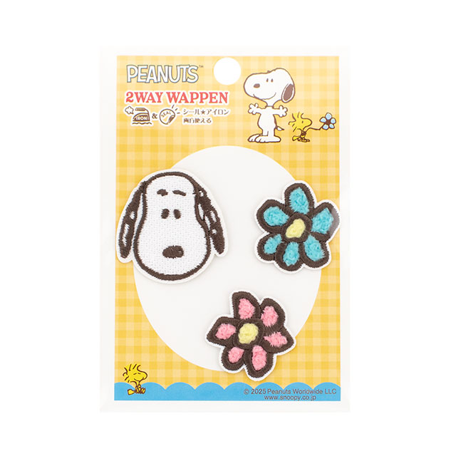ワッペン PEANUTS-ピーナッツ-（S02Y3577） スヌーピーとお花のセット 08Bf99_