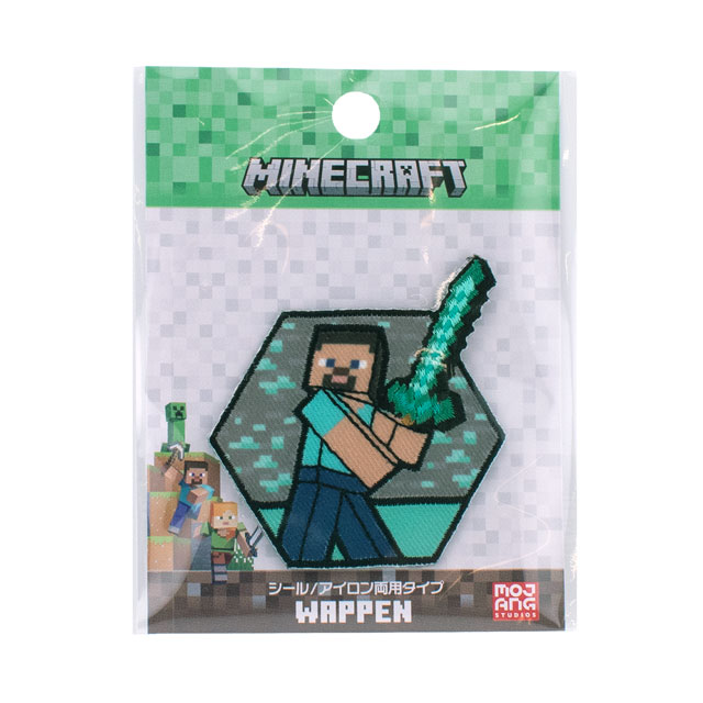 ワッペン マインクラフト シールワッペン大（MYW002） STEVE スティーブ 08Bf99_