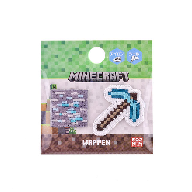 ワッペン マインクラフト プチシールワッペン（MYP008） ダイヤモンド鉱石・ツルハシ 08Bf99_